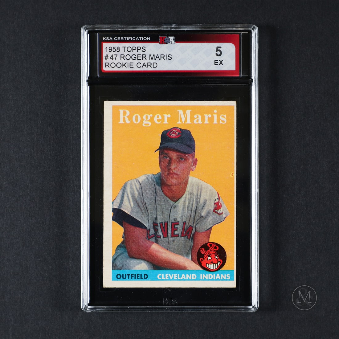 1958 Topps #47 Roger Maris (KSA 5 EX): Offered here is the 1958 Topps #47 rookie card of one of baseball's greatest hitters, Roger Maris. Maris was a prolific outfielder for the New York Yankees, known for breaking Babe Ruth’s