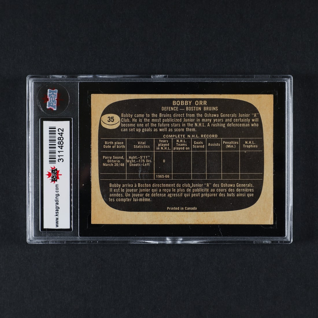 1966-1967 Topps #35 Bobby Orr (KSA 2 G) - 2