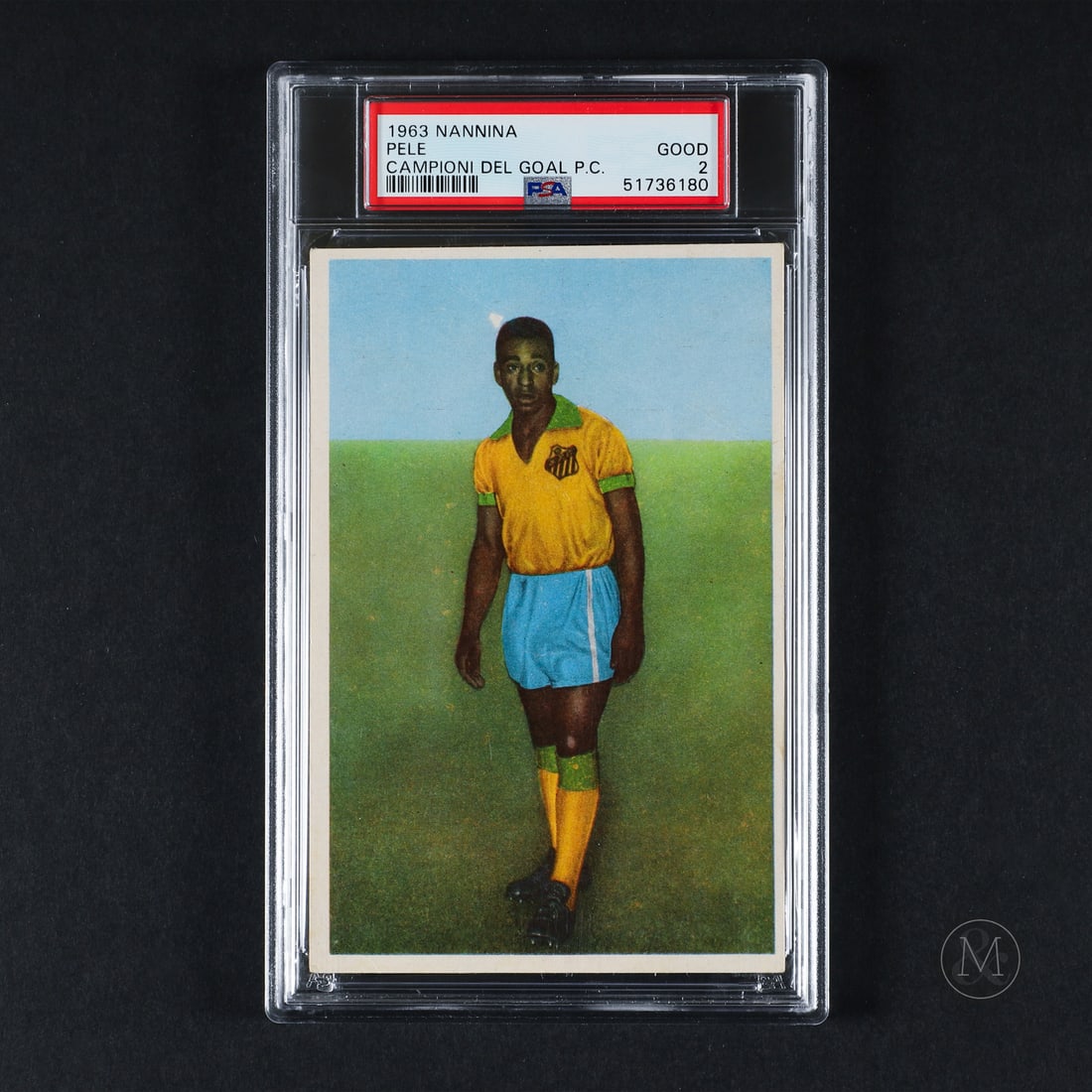 1963 Nannina Pele (PSA 2 GD): A rare example, with only 27 ever graded by PSA, the 1963 Naninna Pelé features the superstar in his Brazil jersey from the previous year's World Cup Victory. Pelé was one of soccer’s