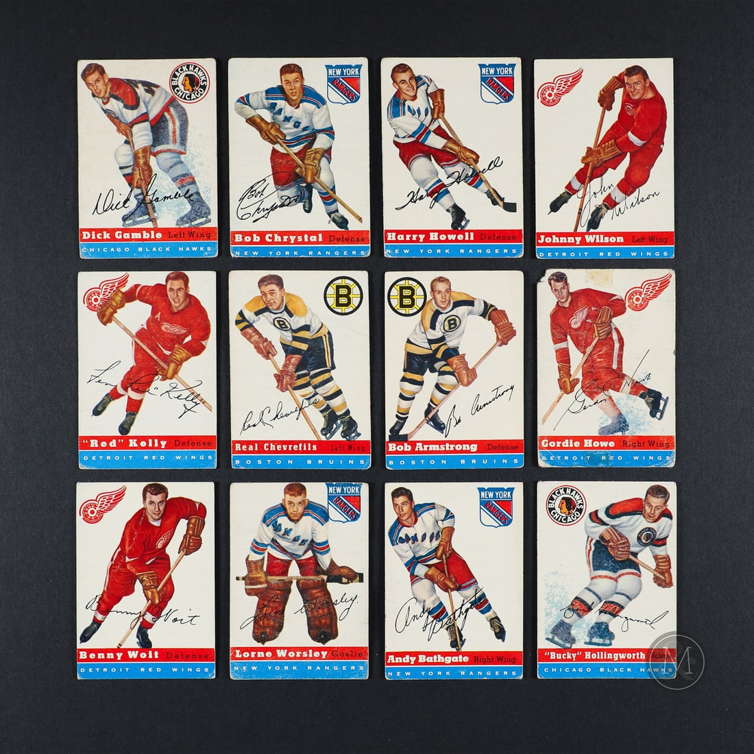 1955 Topps Complete Set (60/60): Representing Topps' first hockey card set, the 1954-1955 offering of 60 cards included many of the day's greatest talents in Gordie Howe, Terry Sawchuk, and Ted Lindsay. The group offered here
