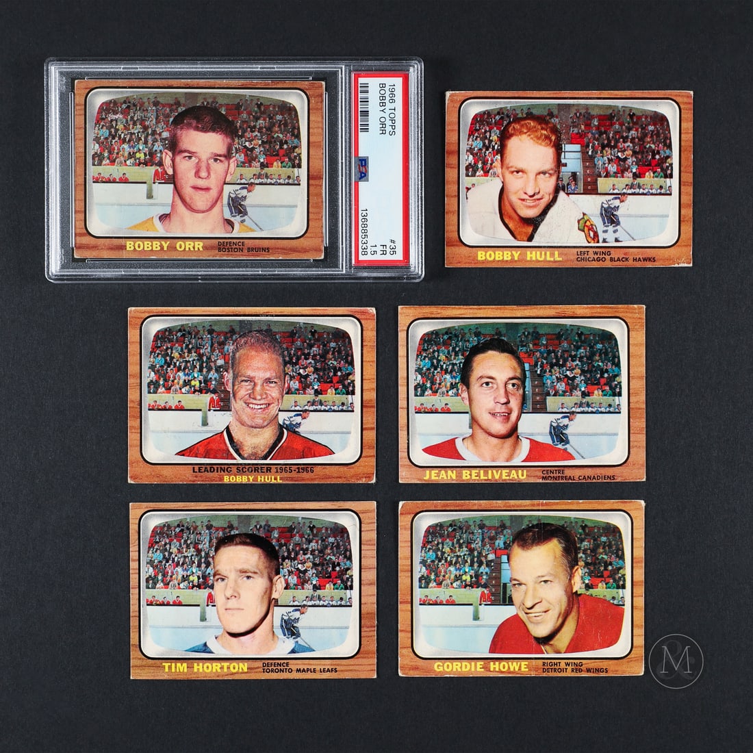 1966-1967 Topps Complete Set (132/132): The 1966-1967 Topps hockey set is offered here in its complete 132-card run, including the iconic card #35 Bobby Orr Rookie. The set includes both checklists, with each being marked in pen. All items