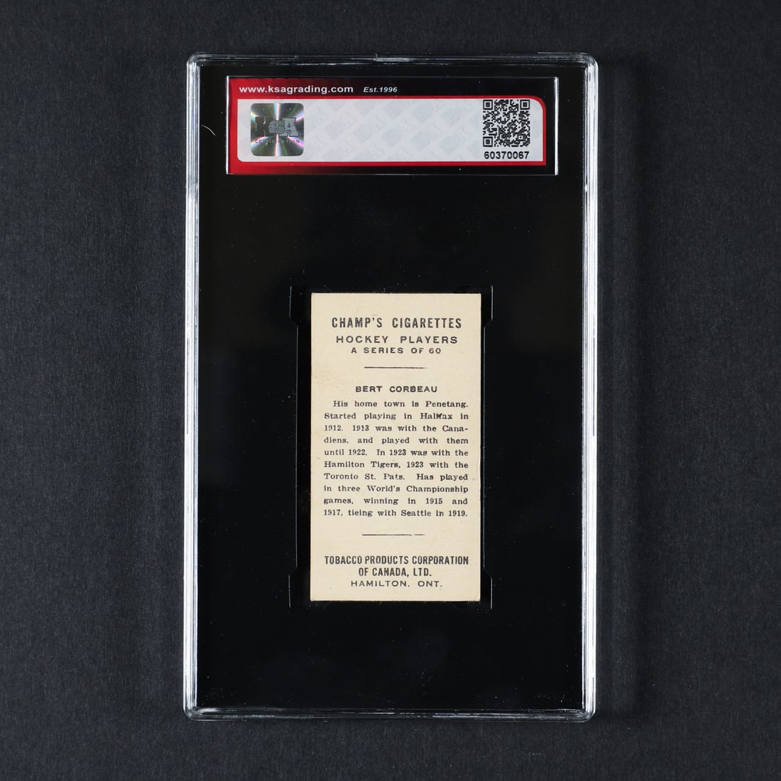 1924 C144 Champ's Hockey Bert Corbeau (KSA 4 VG-E) - 2