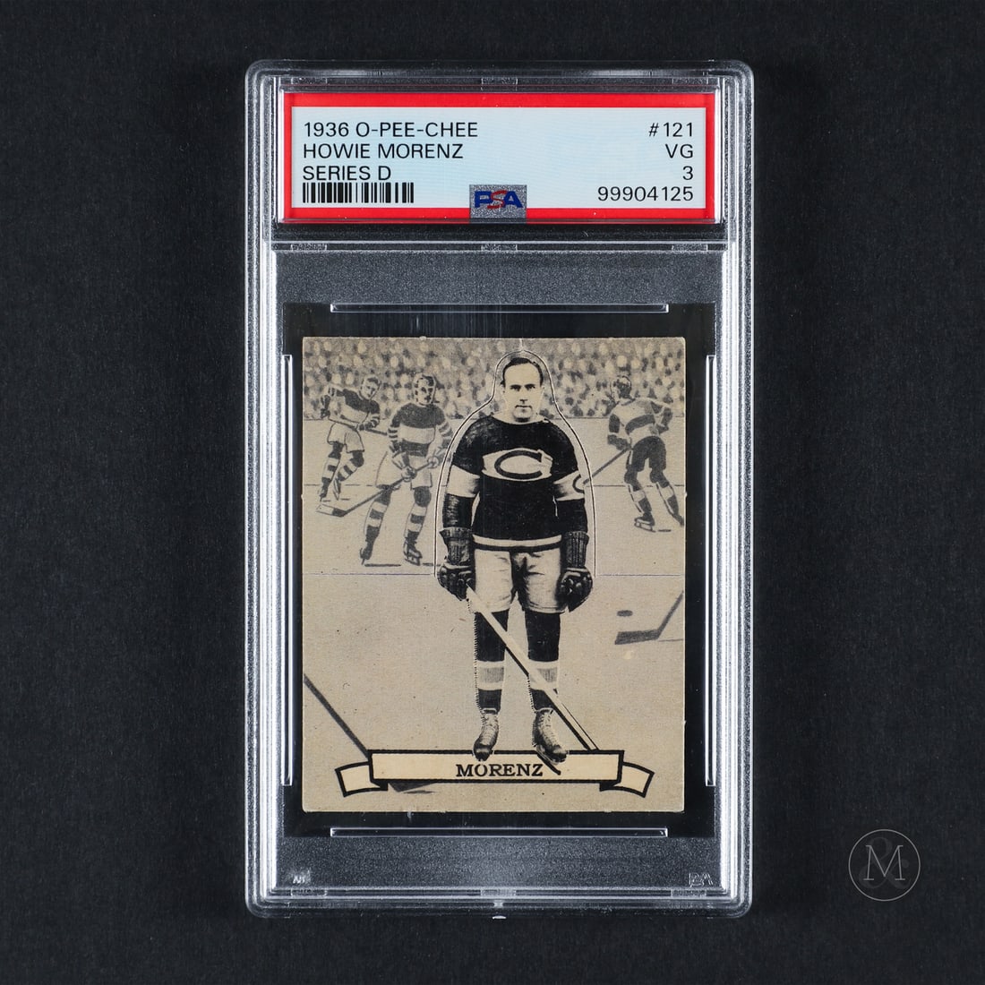 1936-1937 V304 O-Pee-Chee Series D #121 Howie Morenz (PSA 3 VG): A low-population set, the 1936-1937 V304 O-Pee-Chee Series D Howie Morenz has been graded less than 100 times by PSA. The card was produced with the purpose of players being popped out of the card