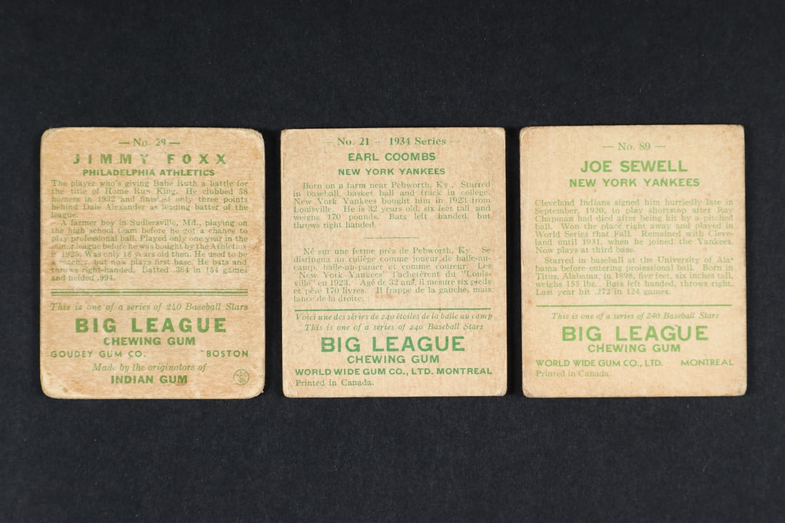 1933-1934 World Wide Gum Group Baseball Cards (7) - 11