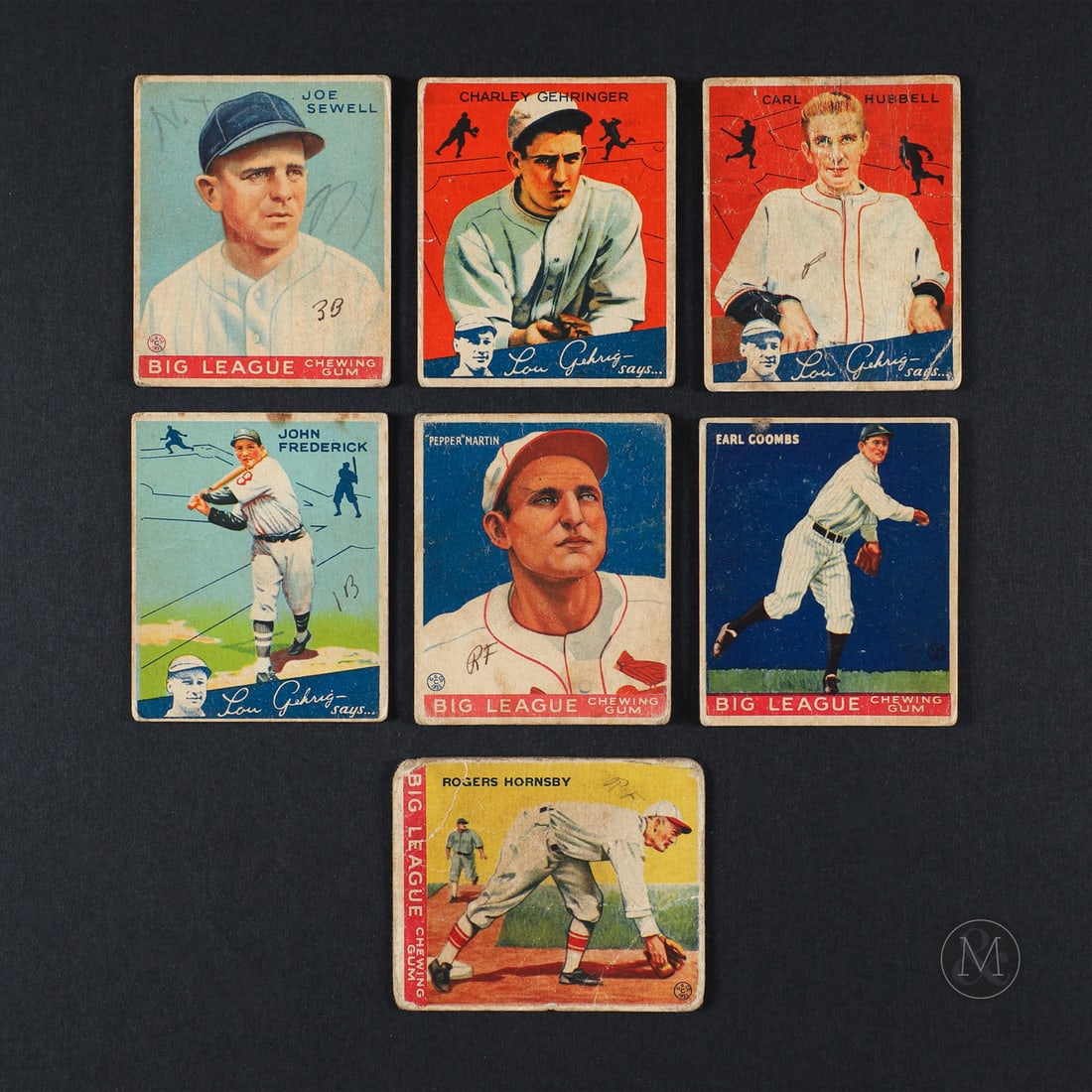 1933-1934 World Wide Gum Group Baseball Cards (7): The 1933-1934 World Wide Gum Baseball cards represent the Canadian counterpart to the Goudey issues from the same year. Offered here, a part of a recent find, are seven cards, two from 1933 and five