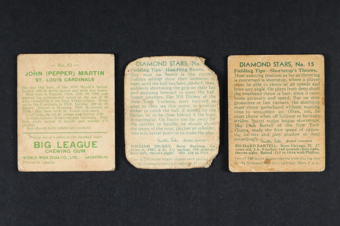 1933-1934 World Wide Gum Group Baseball Cards (7) - 9