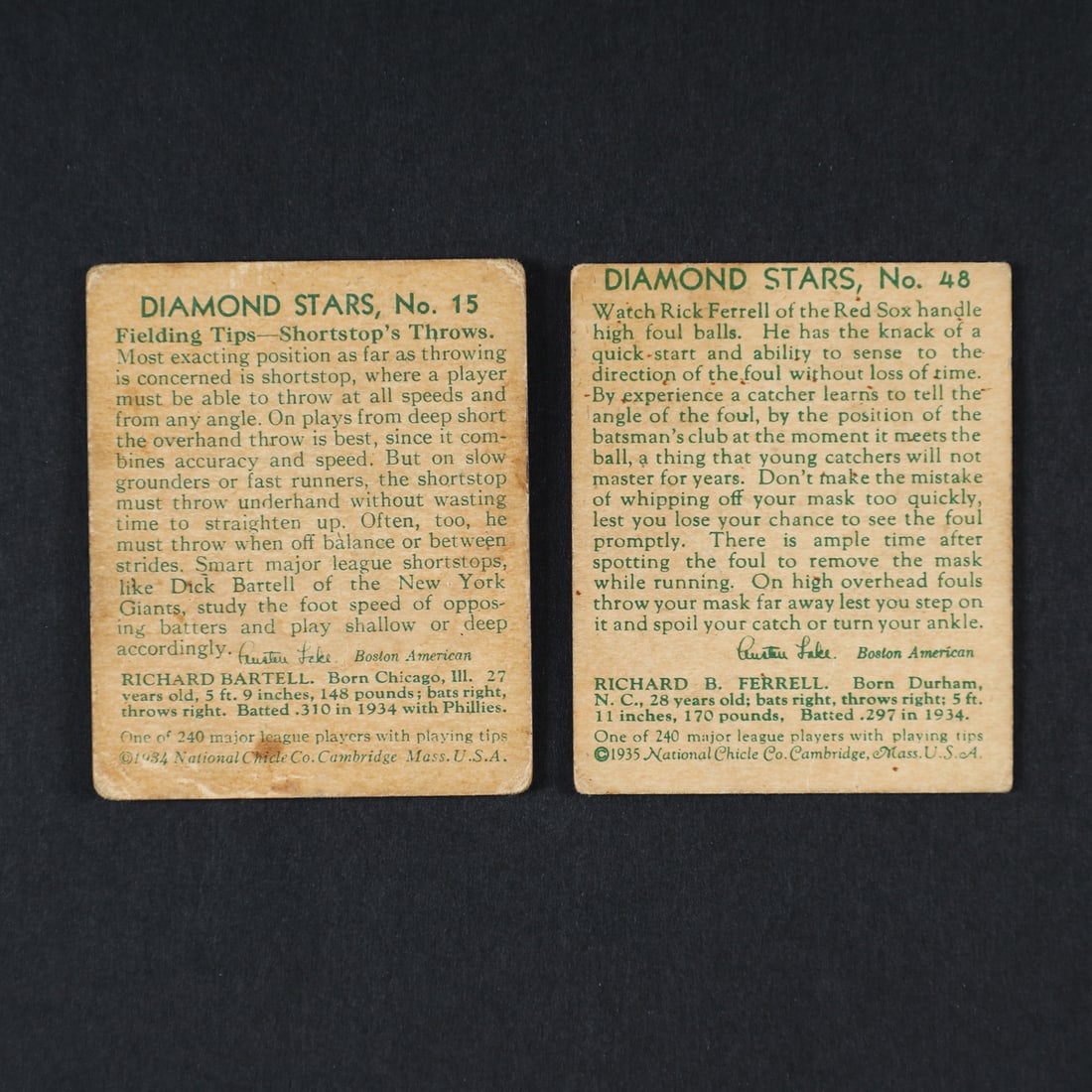 1933-1935 Goudey and Diamond Stars Baseball Cards (8) - 9