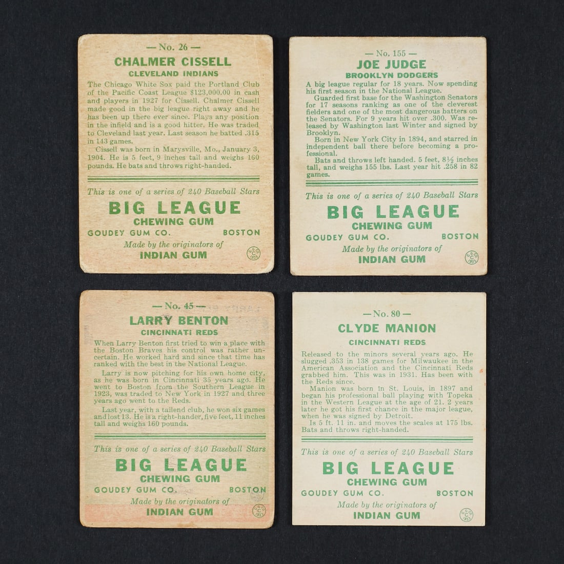 1933 Goudey Baseball Group (22) - 8