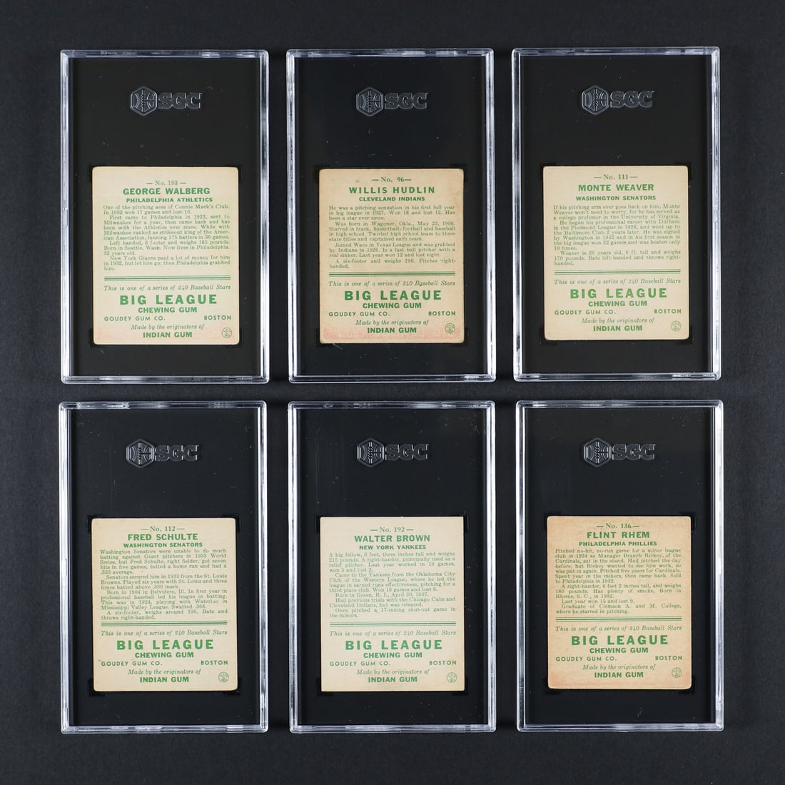 1933 Goudey Baseball SGC Graded Group (20) - 2
