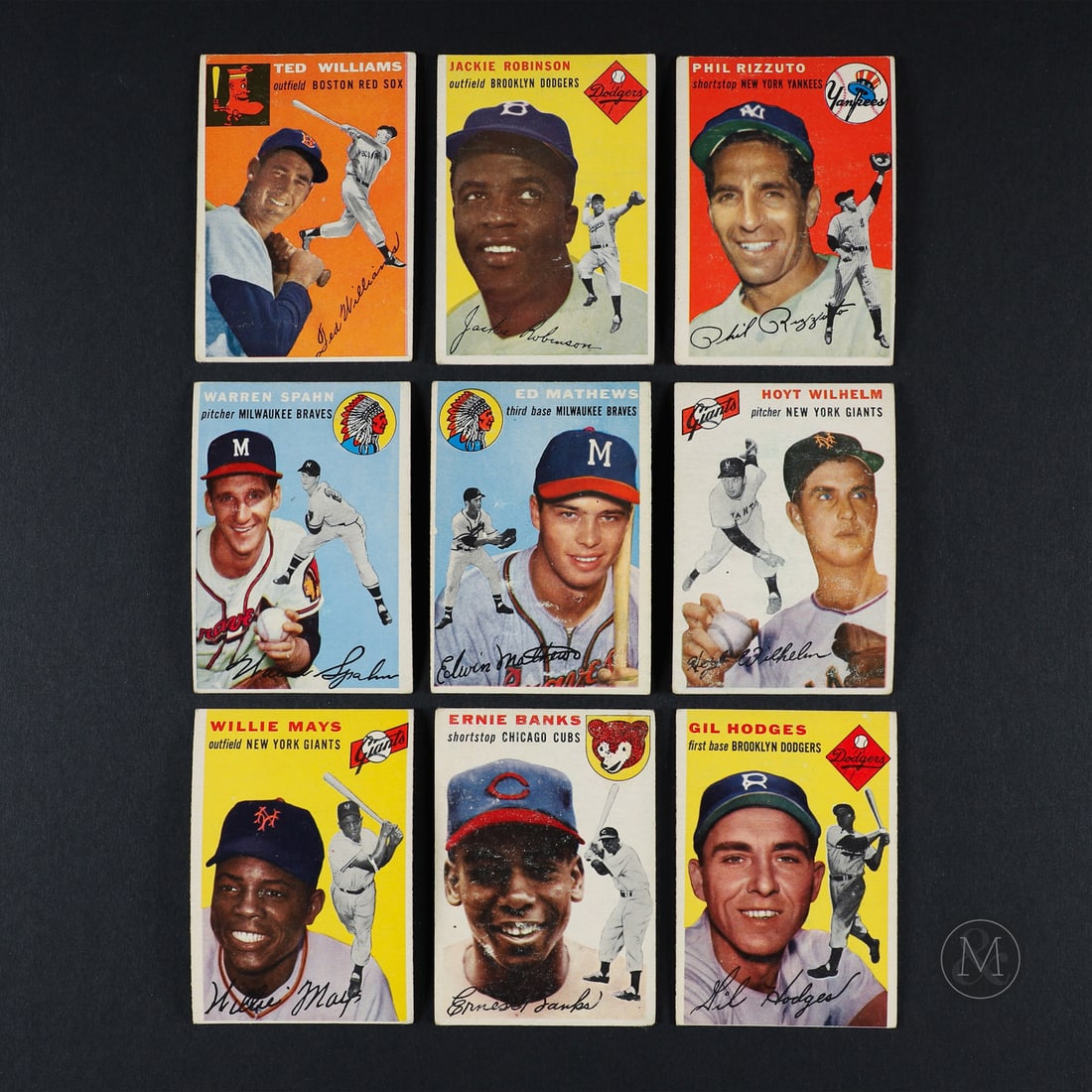 1954 Topps Partial Set (76/250): A recent find, part of a single family collection, this 1954 Topps baseball set consists of 76/250 cards in the set but includes many key hall of fame examples. Notably, the includes card #1 Ted Willi