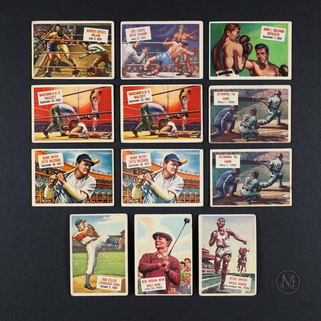1954 Topps Scoops Cards w/ Babe Ruth (82/156) w/ 25 extras.: The 1954 Topps Scoops trading card set stands out as one of the hobby’s most distinctive releases, covering over a thousand years of history and concluding with events from the 1953 baseball
