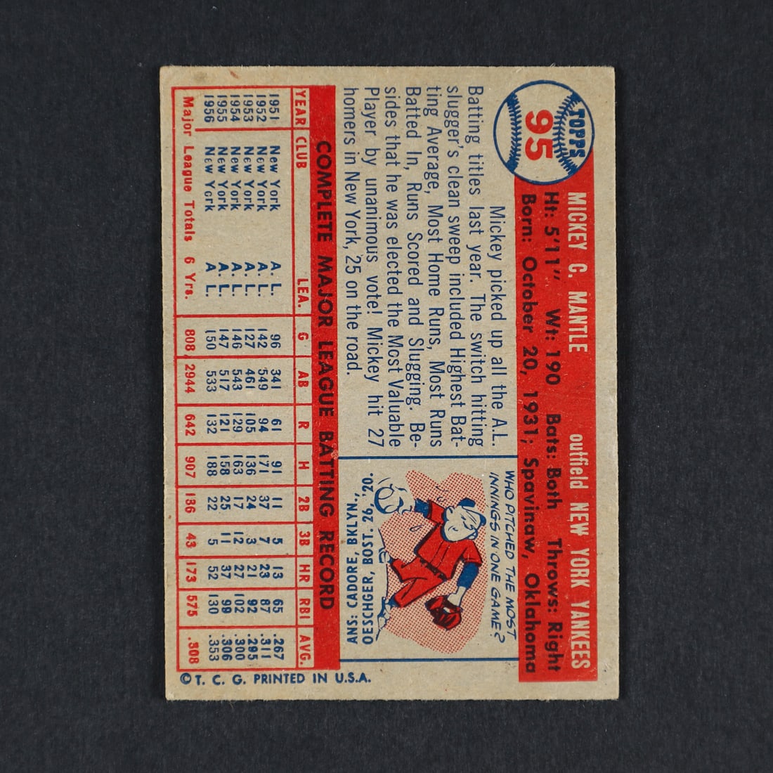 1957 Topps Mantle, Slaughter, Bauer - 3
