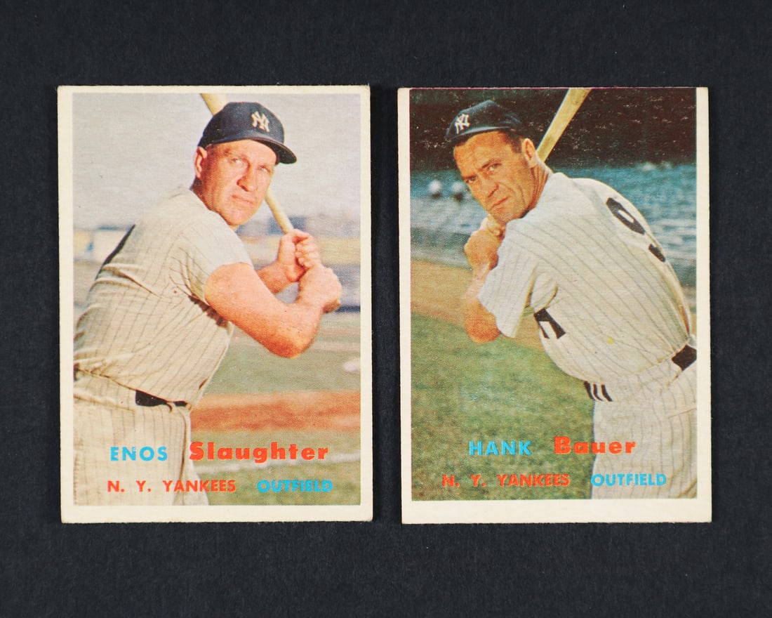 1957 Topps Mantle, Slaughter, Bauer - 4