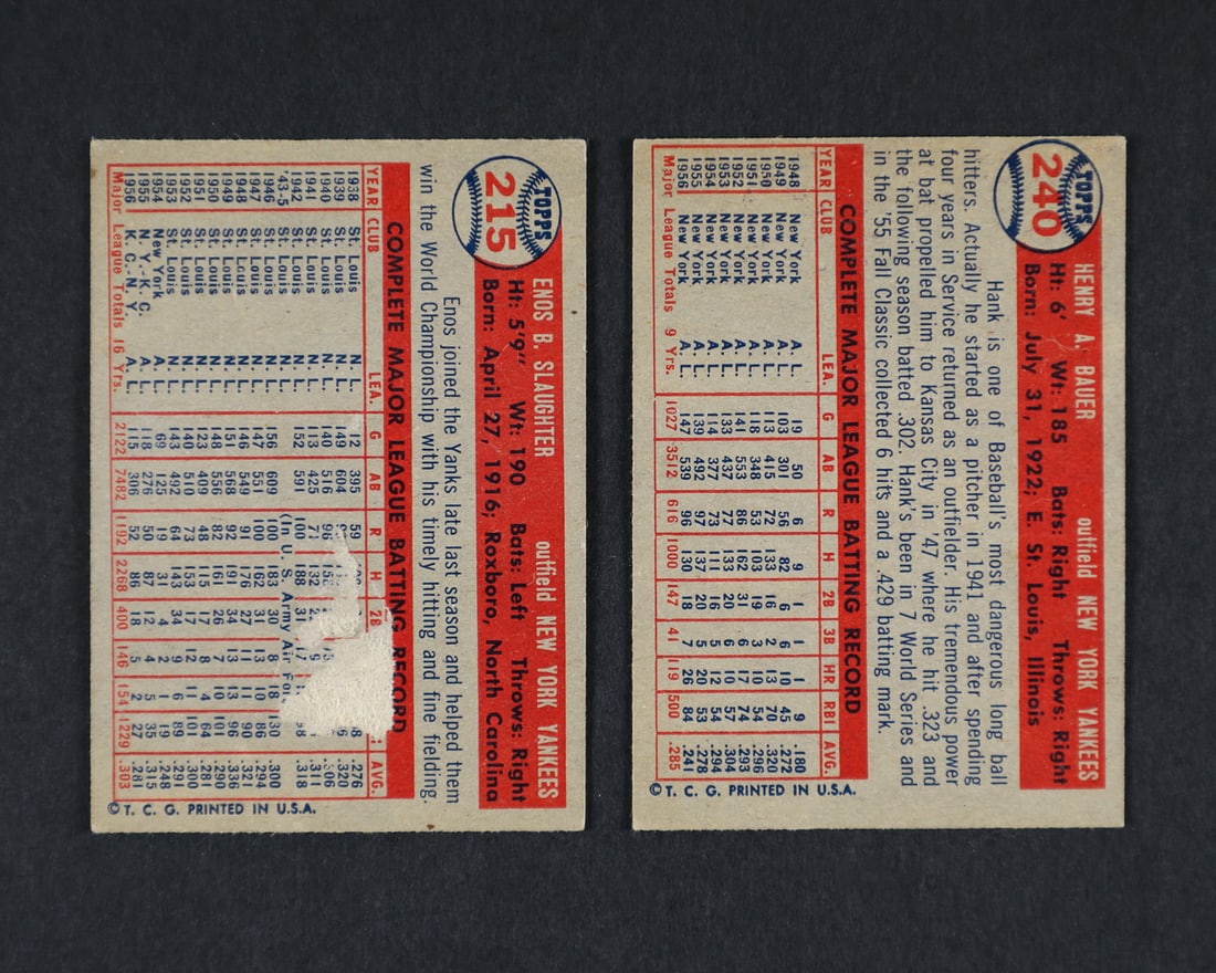 1957 Topps Mantle, Slaughter, Bauer - 5