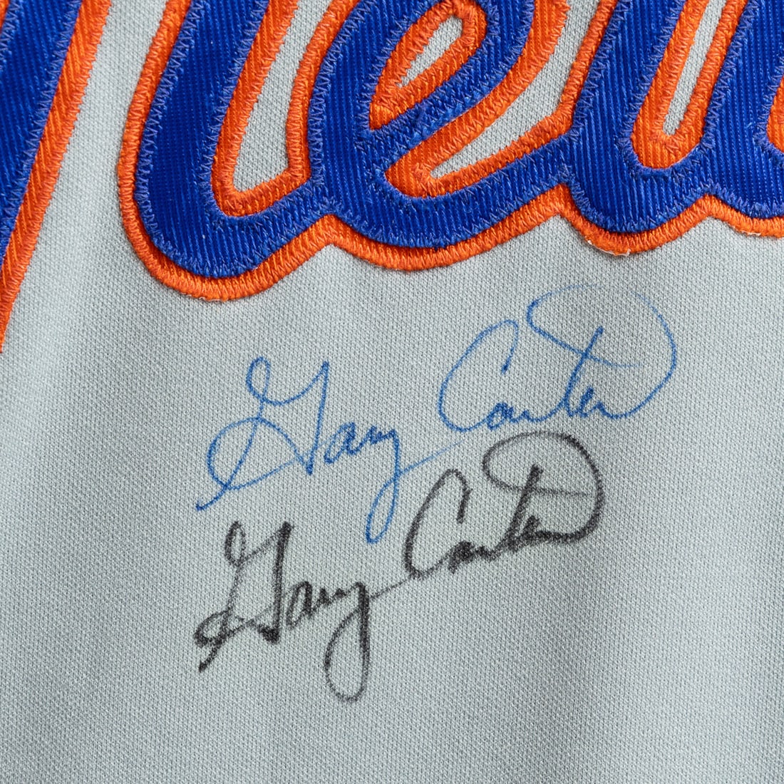 1987 Gary Carter Game Used and Signed Mets Away Jersey - 6