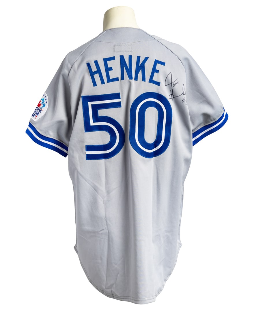 1991 Tom Henke Game Used and Signed Away Jersey - 7