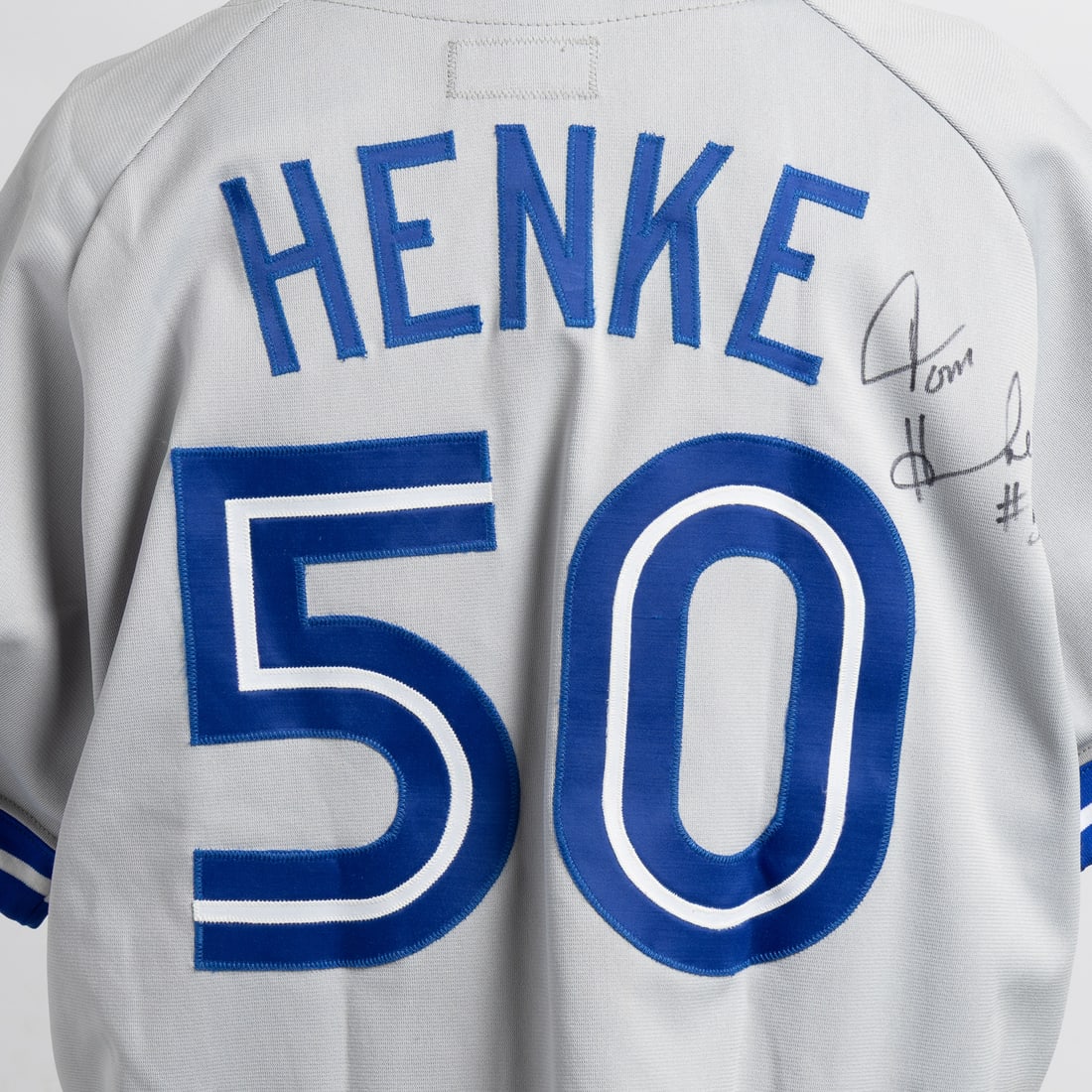 1991 Tom Henke Game Used and Signed Away Jersey - 8