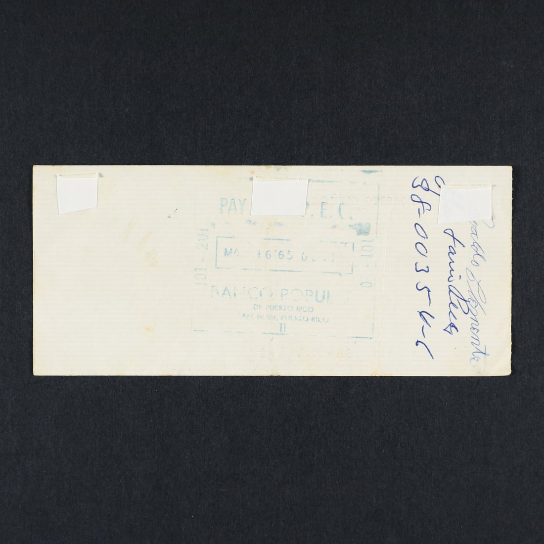 1965 Roberto Clemente Signed Cheque Made out to his Brother (JSA LOA) - 2