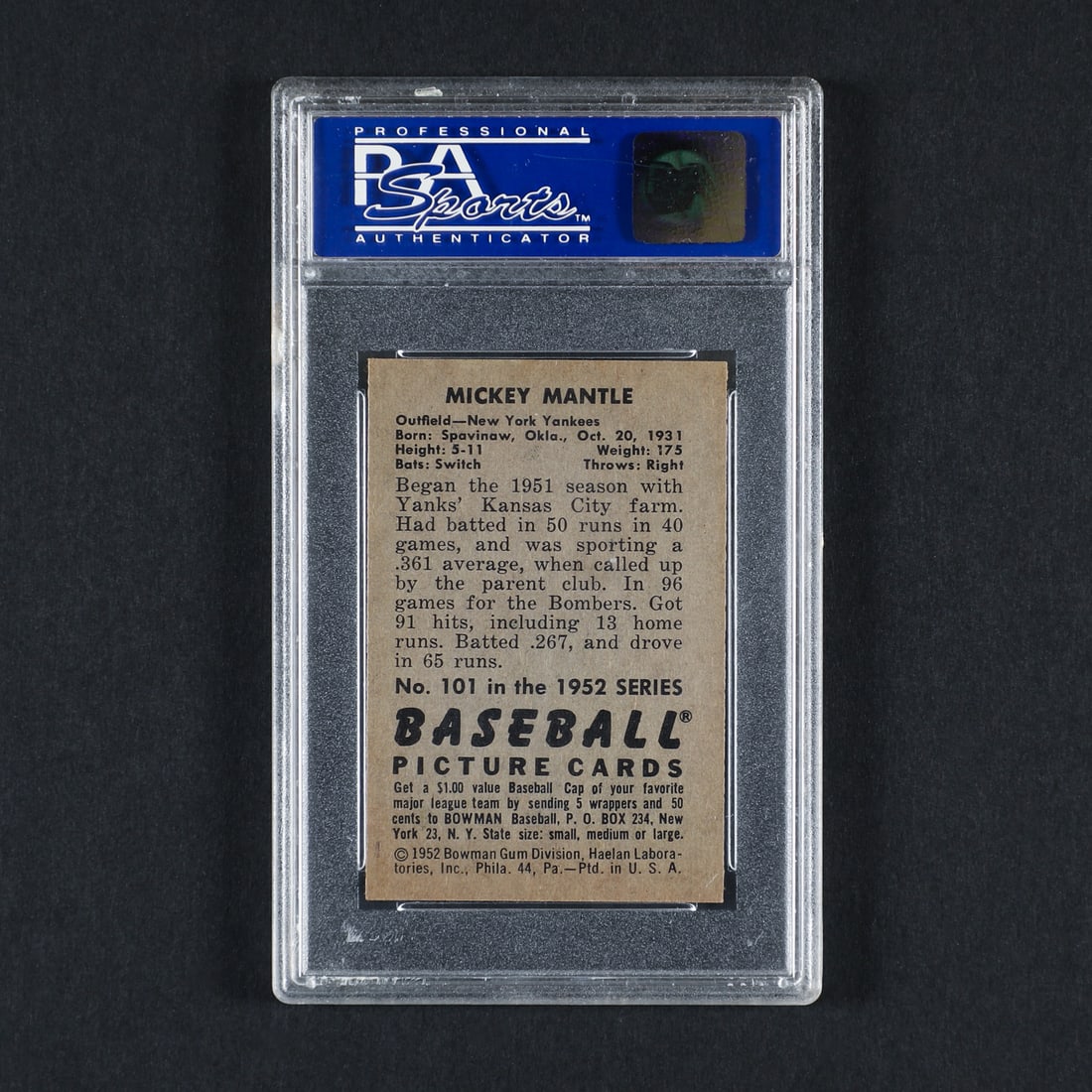 1952 Bowman #101 Mickey Mantle (PSA 8 (OC)) - 2