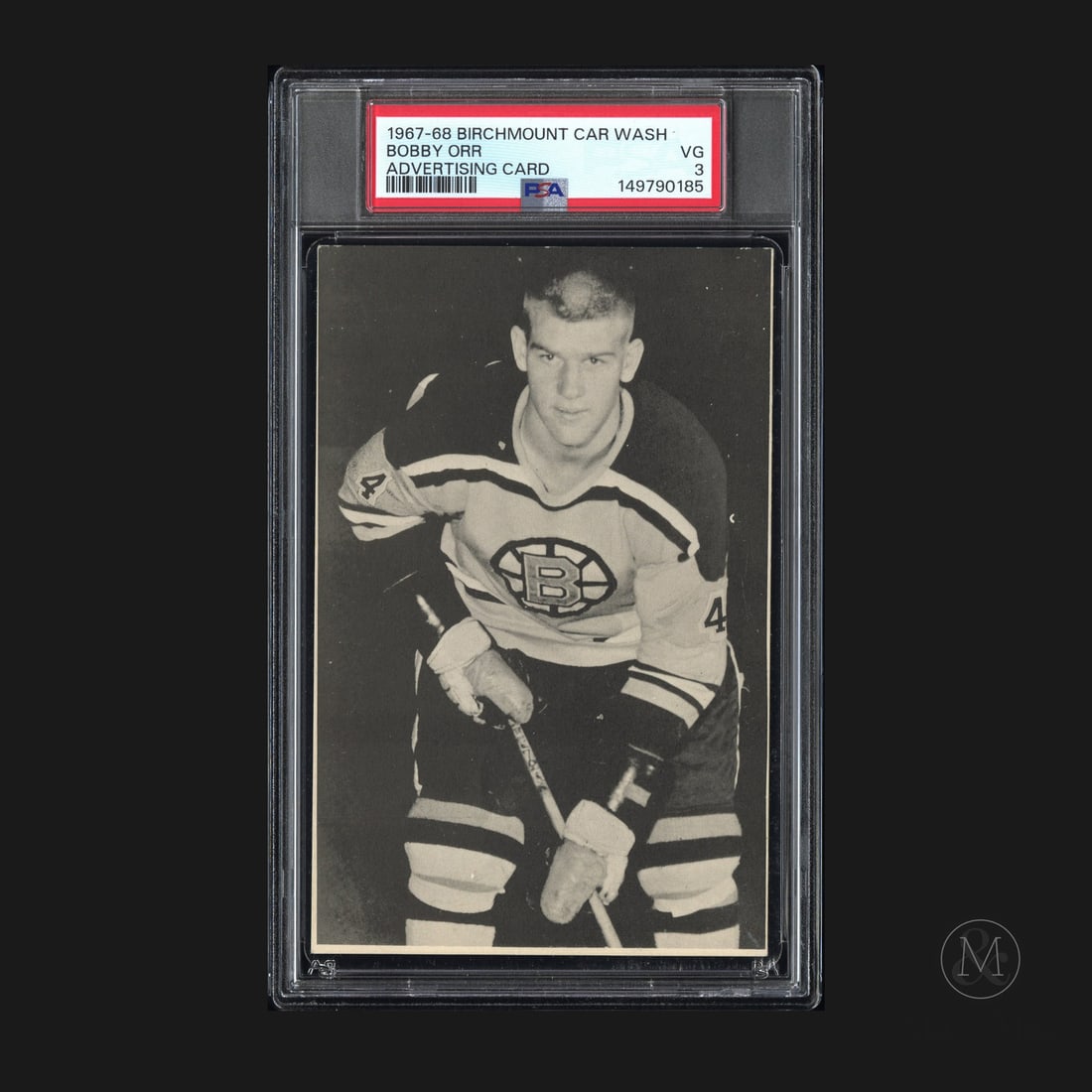 1967-1968 Birchmount Car Wash Bobby Orr (PSA 3 VG Finest Known): The card offered here is from the 1967-1968 Birchmount Car Wash and features Bobby Orr in his early career. This card is extremely scarce and remains the only example graded by PSA to receive a