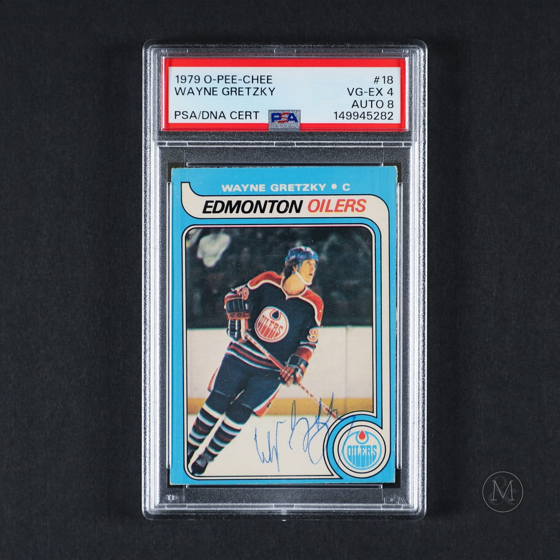 1979-1980 O-Pee-Chee #18 Wayne Gretzky Autographed Rookie Card (PSA 4 Auto 8) (1 of 2)