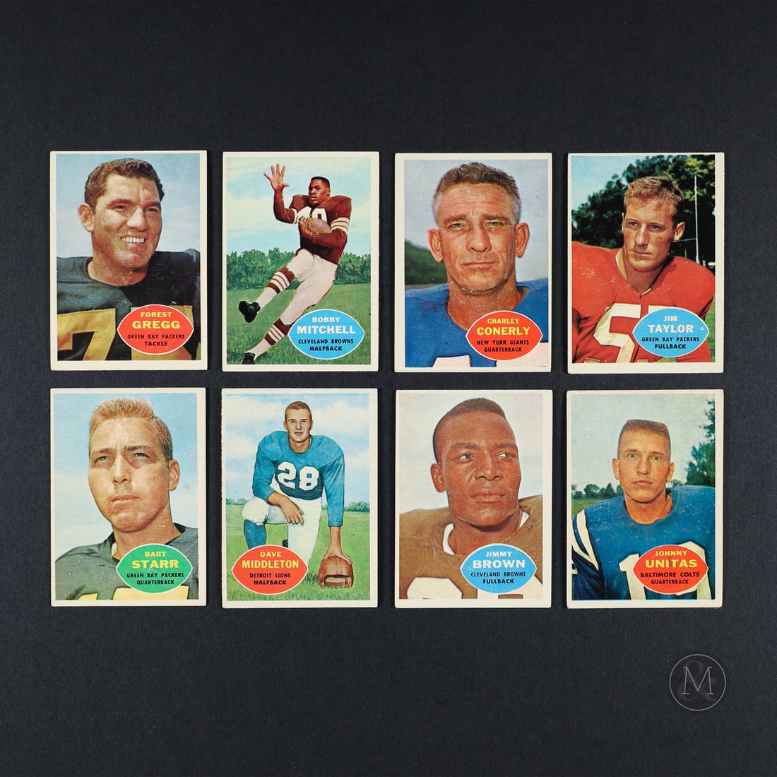 1960 Topps NFL Complete Set (132/132): The 1960 Topps NFL complete set offered here includes 132/132 of the cards in the set, with Hall of Fame talent in Jimmy Brown, Johnny Unitas, and Bart Starr highlighting the group. All items are guar