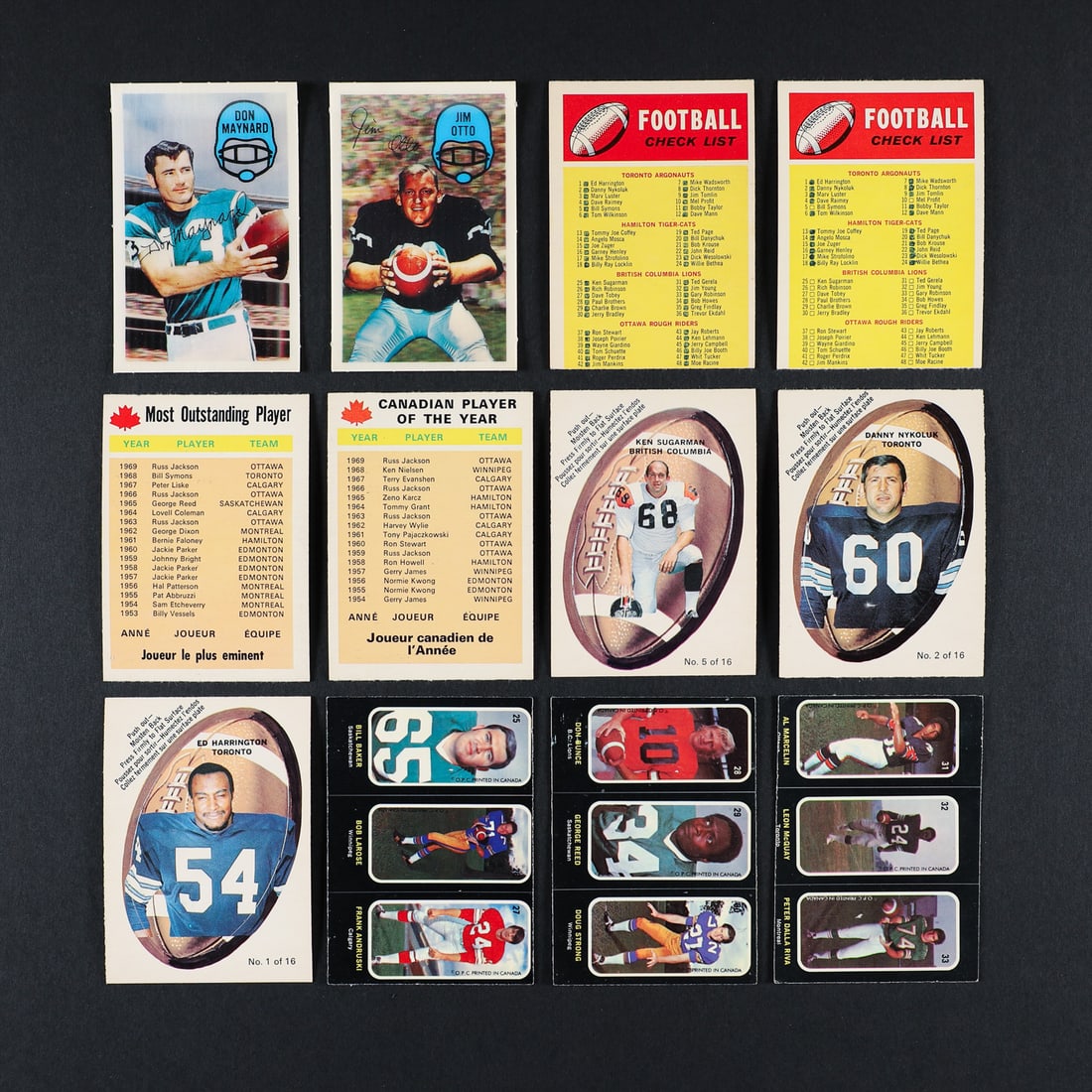 1970 OPC, 1972 OPC stickers and 1970 Kellogg's 3-D Football Sets - 3