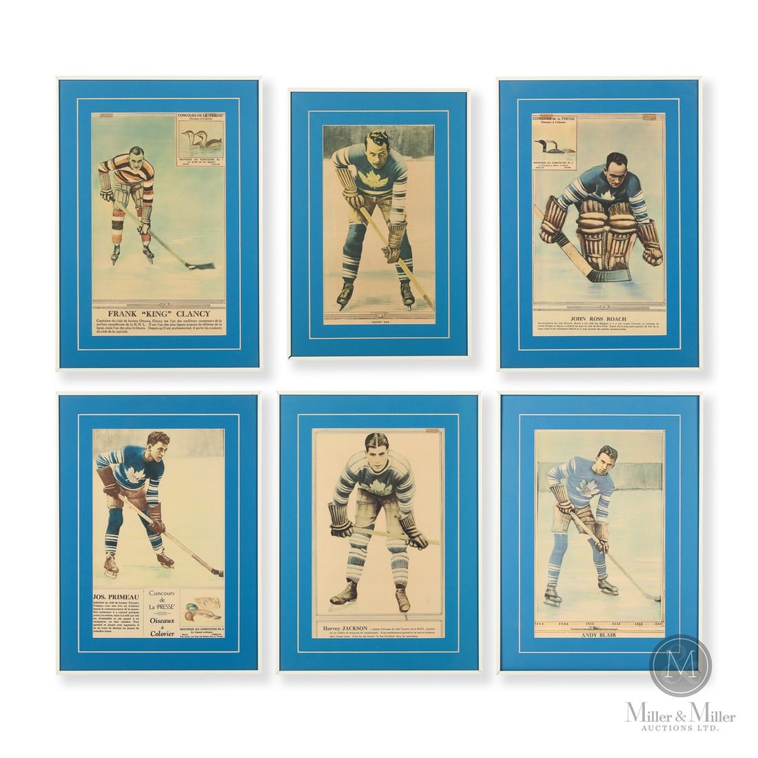Toronto Maple Leafs La Presse Photos (6): Offered in Saturday editions of La Presse from 1927 to 1932, the full player images represent many of the stars of the day. Offered here is a collection of six Toronto Maple Leafs, including King