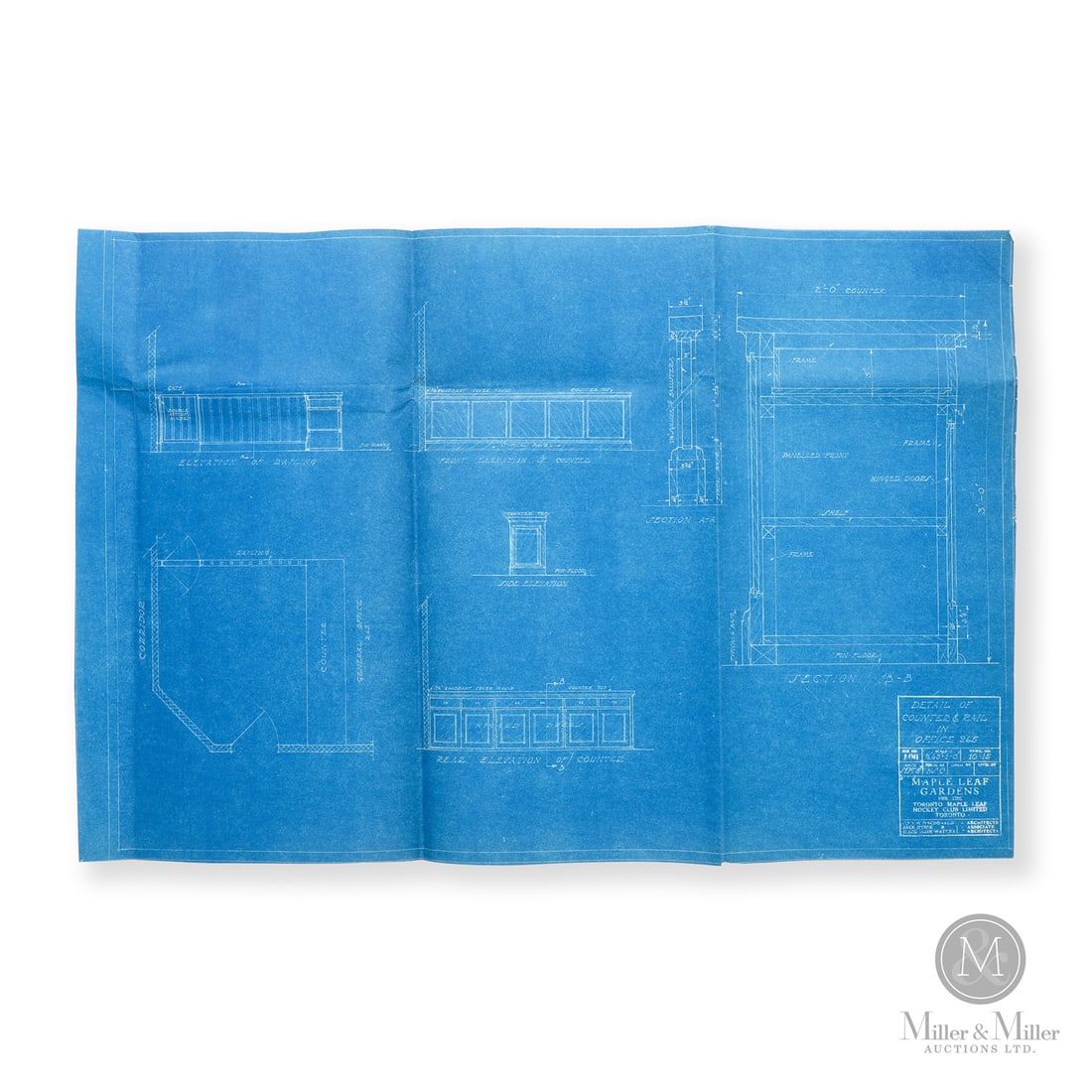 1931 Maple Leaf Gardens Blueprint (Office Railings): Maple Leaf Gardens was built in 1931 at the height of the Great Depression, a remarkable achievement given the economic climate of the time. Toronto Maple Leafs owner Conn Smythe spearheaded the