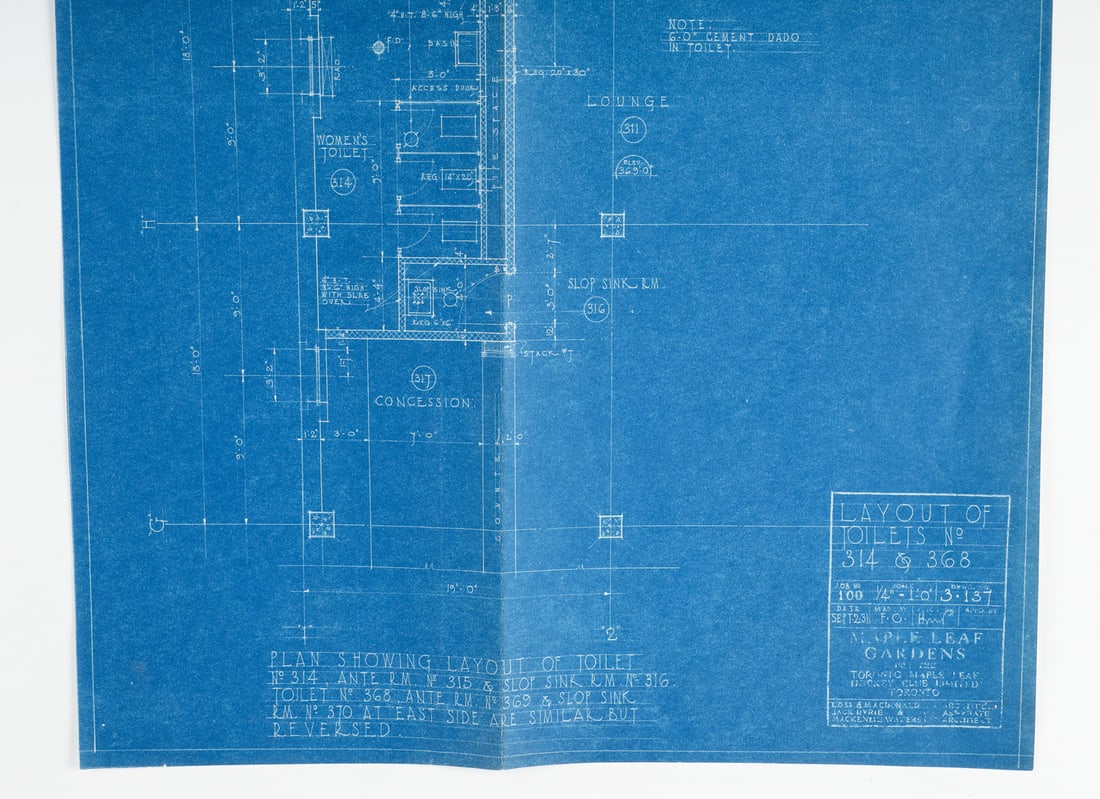 1931 Maple Leaf Gardens Blueprint (Toilets) - 5