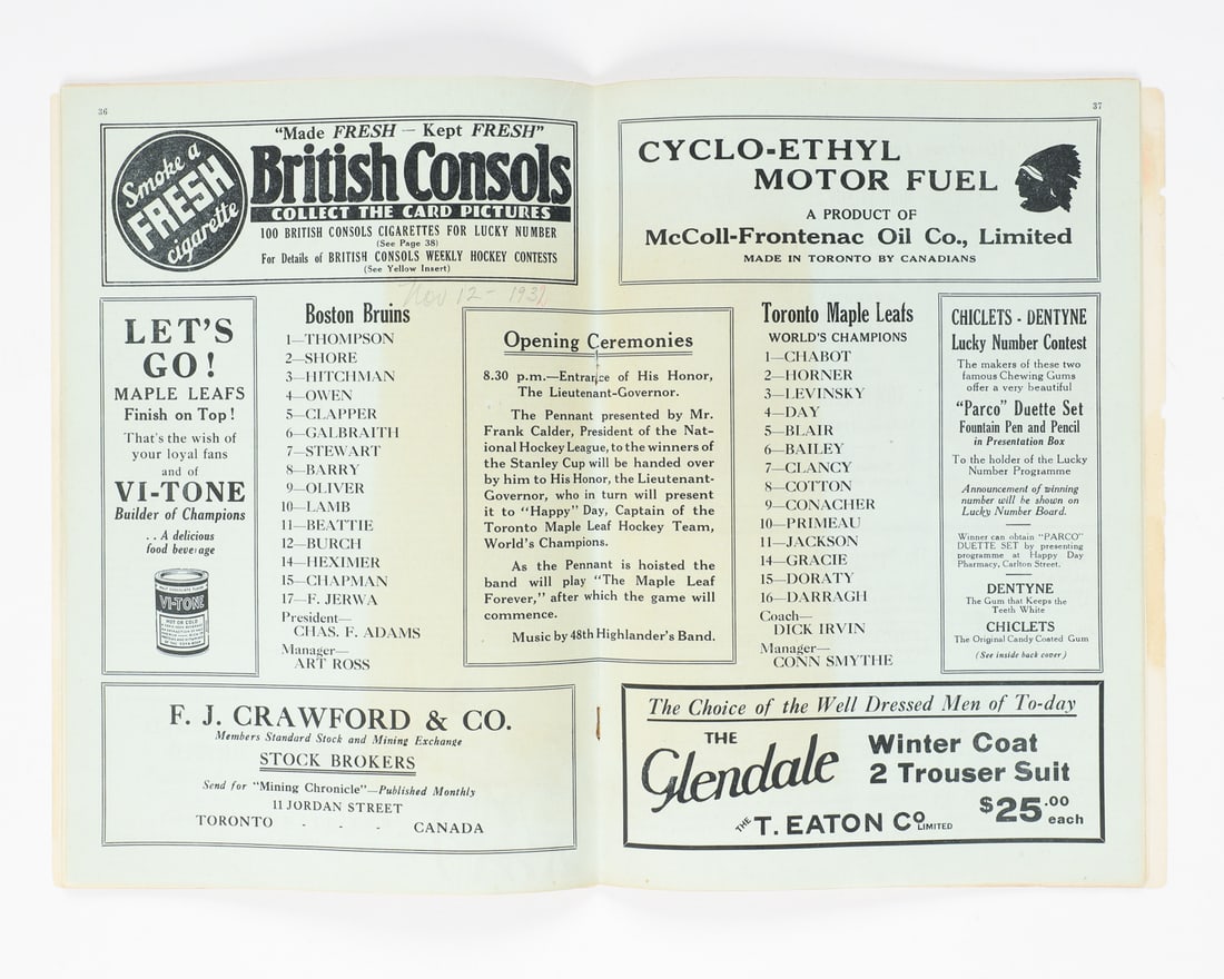 1932-1933 Maple Leaf Gardens Opening Game Program - 3