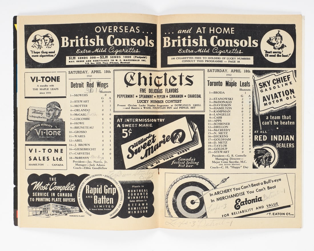 April 18, 1942 Stanley Cup Final Game 7 Maple Leaf Gardens Program (Reverse Sweep) - 3