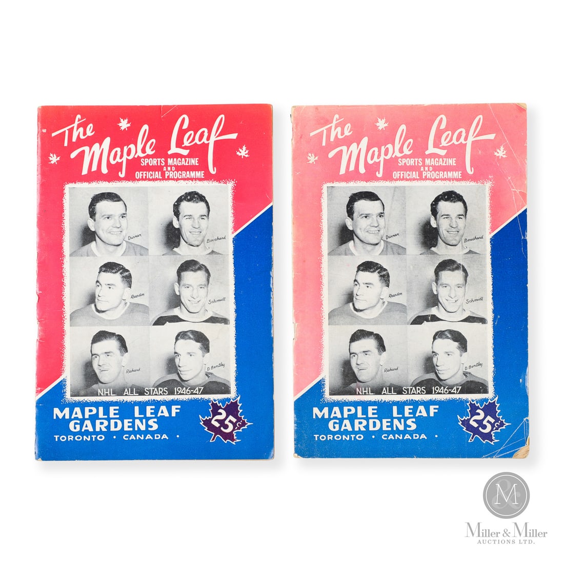 Pair of October 13 1947 Inaugural All Star Game Programs: The first official NHL All-Star Game on October 13, 1947, at Maple Leaf Gardens was a fiercely competitive, physical contest—featuring 12 minor penalties and multiple fights—as a team of