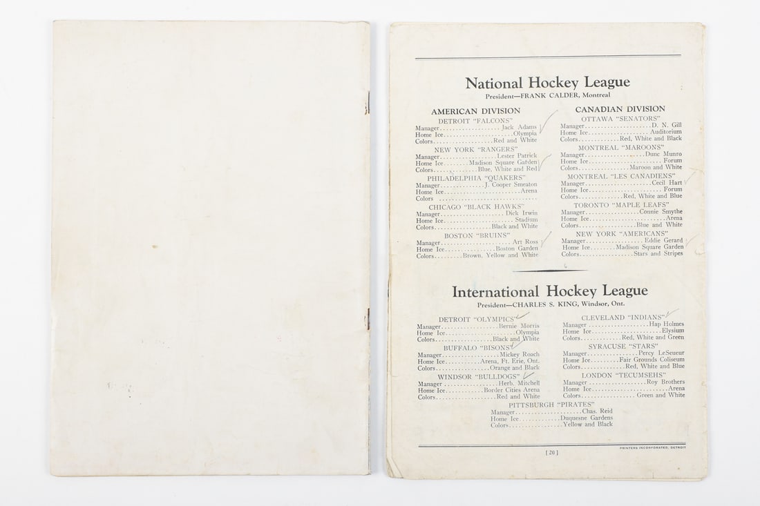 1927-1937 Detroit Olympia Programs (First Ever Game) - 3