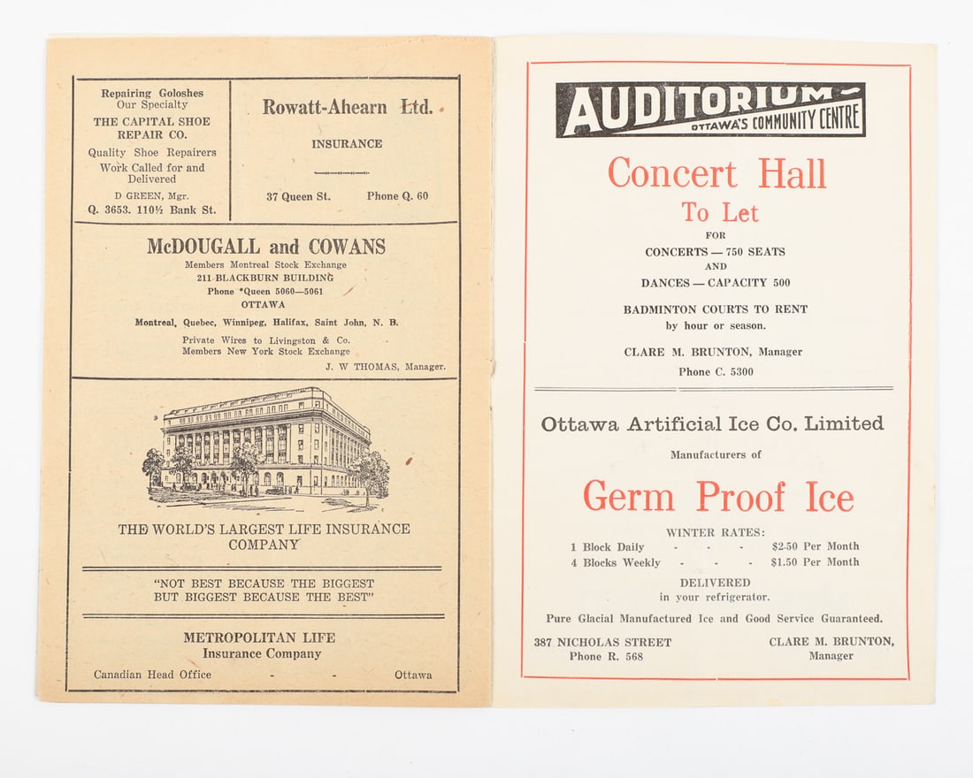 Ottawa Auditorium 1927 & 1930 NHL Programs - 10