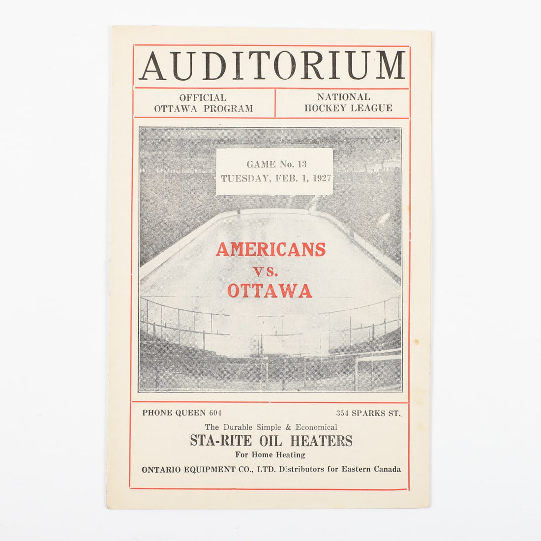 Ottawa Auditorium 1927 & 1930 NHL Programs - 5