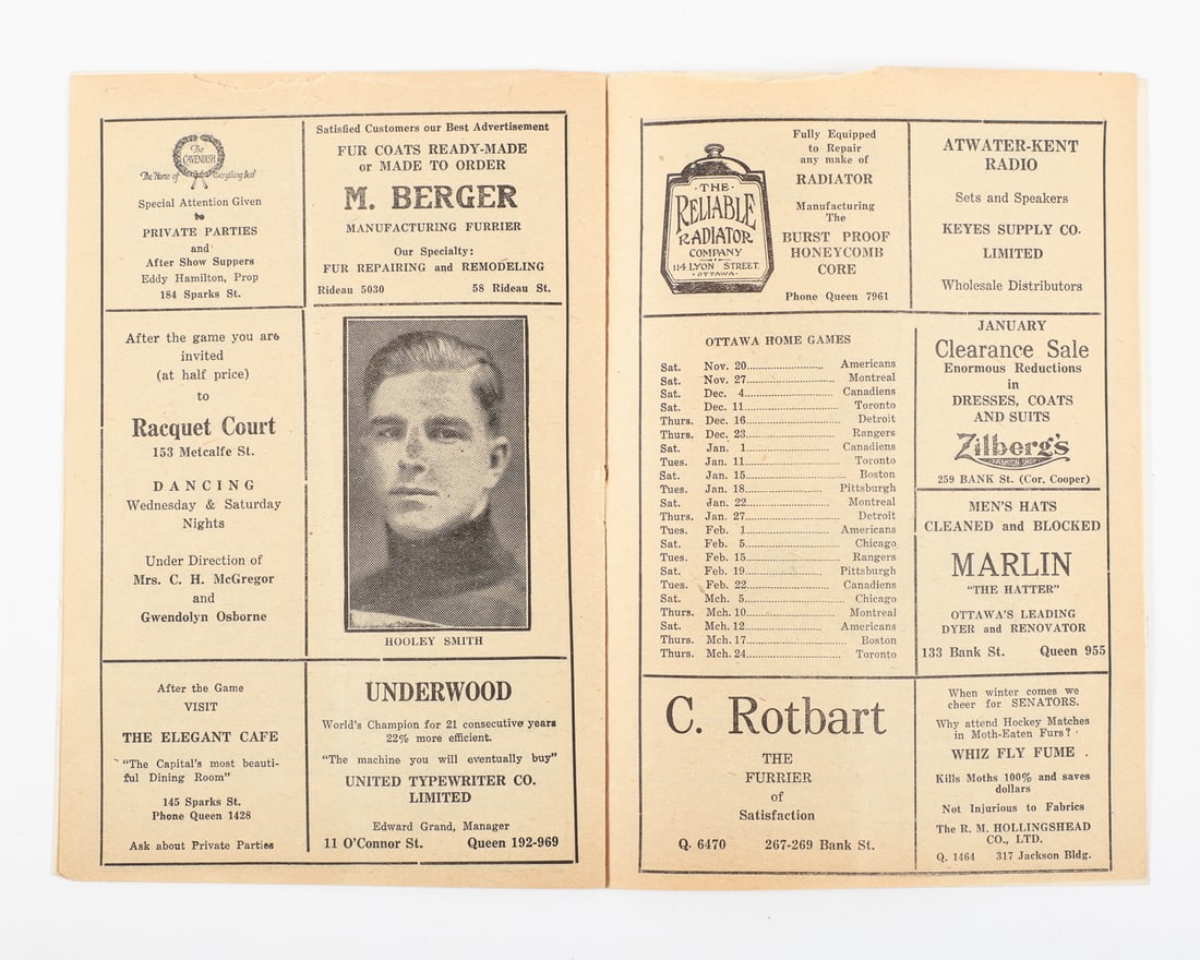 Ottawa Auditorium 1927 & 1930 NHL Programs - 9