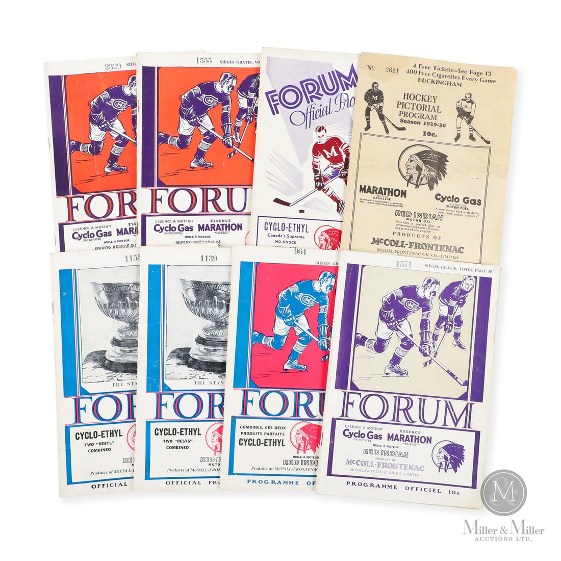 Collection of Early Montreal Forum Programs (8): Included in this group is a Stanley Cup playoffs semi-final game between Toronto and Montreal on March 31, 1932, ending in a 1-1 Tie. Playoff semi-final game between the Montreal Canadiens and New