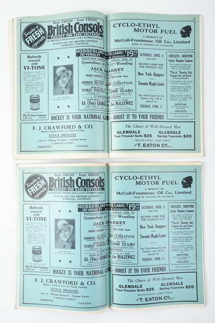 1933 Maple Leaf Gardens Indoor Lacrosse Cover Programs (10) - 4