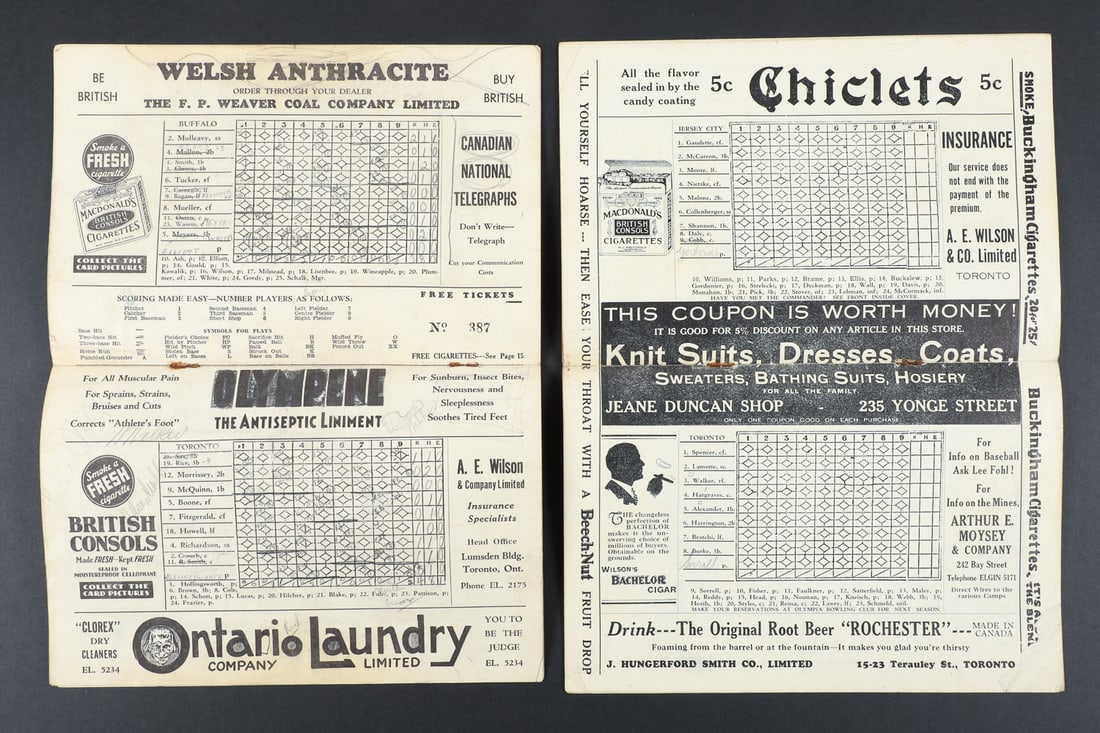 1924-1950 Toronto Maple Leaf Baseball Programs w/ Babe Ruth (12) - 12