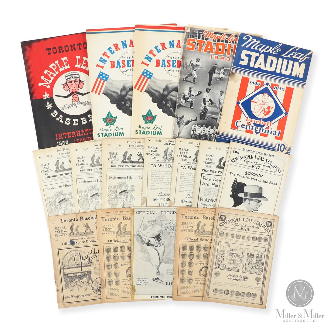 1924-1950 Toronto Maple Leaf Baseball Programs w/ Babe Ruth (12): The group of 12 Toronto Baseball programs offer a unique insight into early baseball in Canada. The group is highlighted by a 1926 Inaugural Maple Leaf Stadium program featuring Toronto vs the New