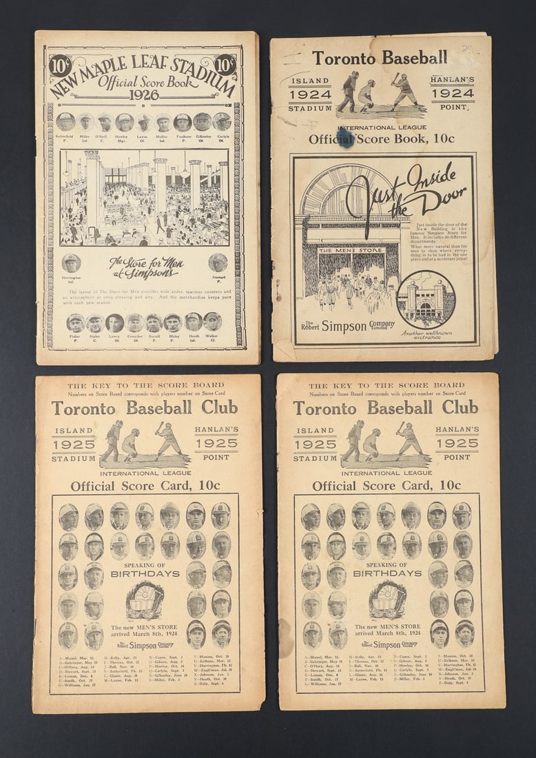 1924-1950 Toronto Maple Leaf Baseball Programs w/ Babe Ruth (12) - 2