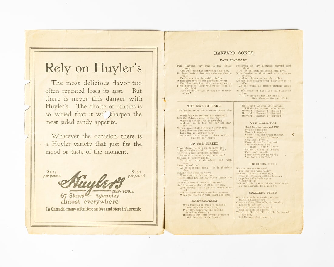 C. 1910 Harvard and Yale Pennants and Football Program - 10