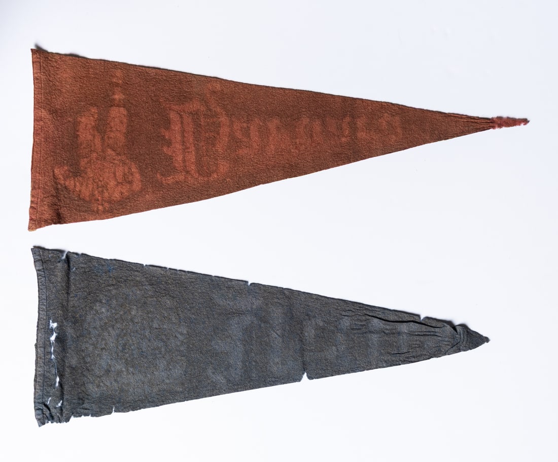 C. 1910 Harvard and Yale Pennants and Football Program - 2