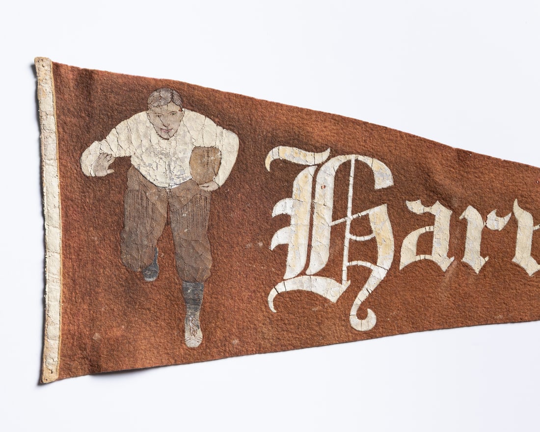 C. 1910 Harvard and Yale Pennants and Football Program - 7