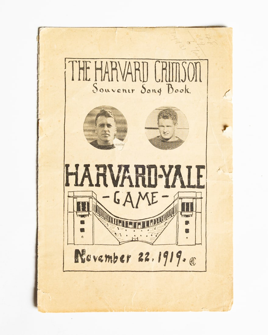 C. 1910 Harvard and Yale Pennants and Football Program - 9