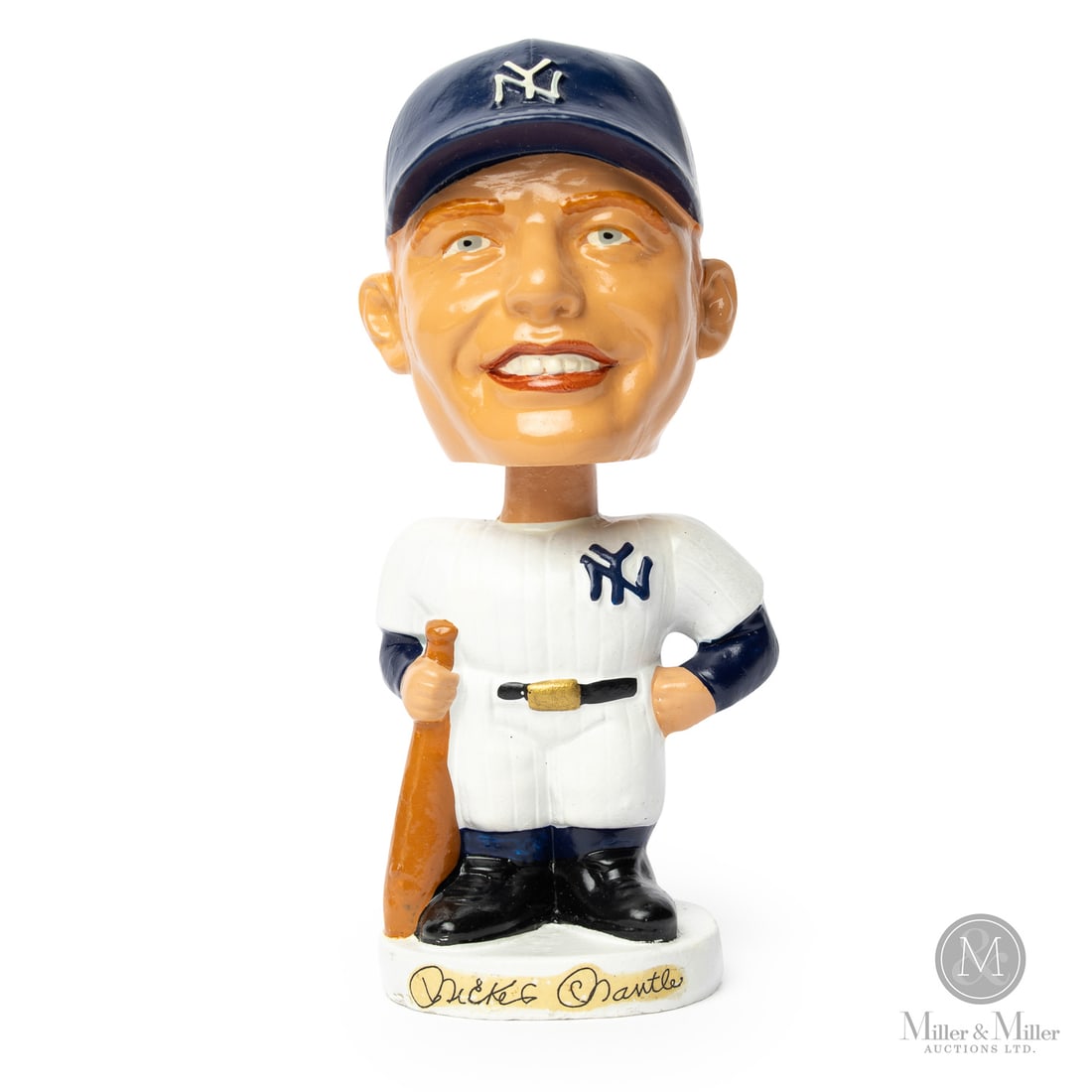 1962 Mickey Mantle Bobblehead Nodder: The 1962 Mickey Mantle Nodder offered here is superb with no visible flaws. The nodder is marked underneath, noting its manufacturing in Japan and the date of 1962. All items are guaranteed authentic