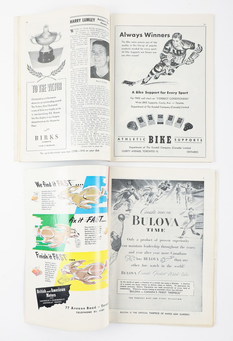 Collection of Bill Barilko Cover Programs w/ 1950-1951 Stanley Cup Final (6) - 8
