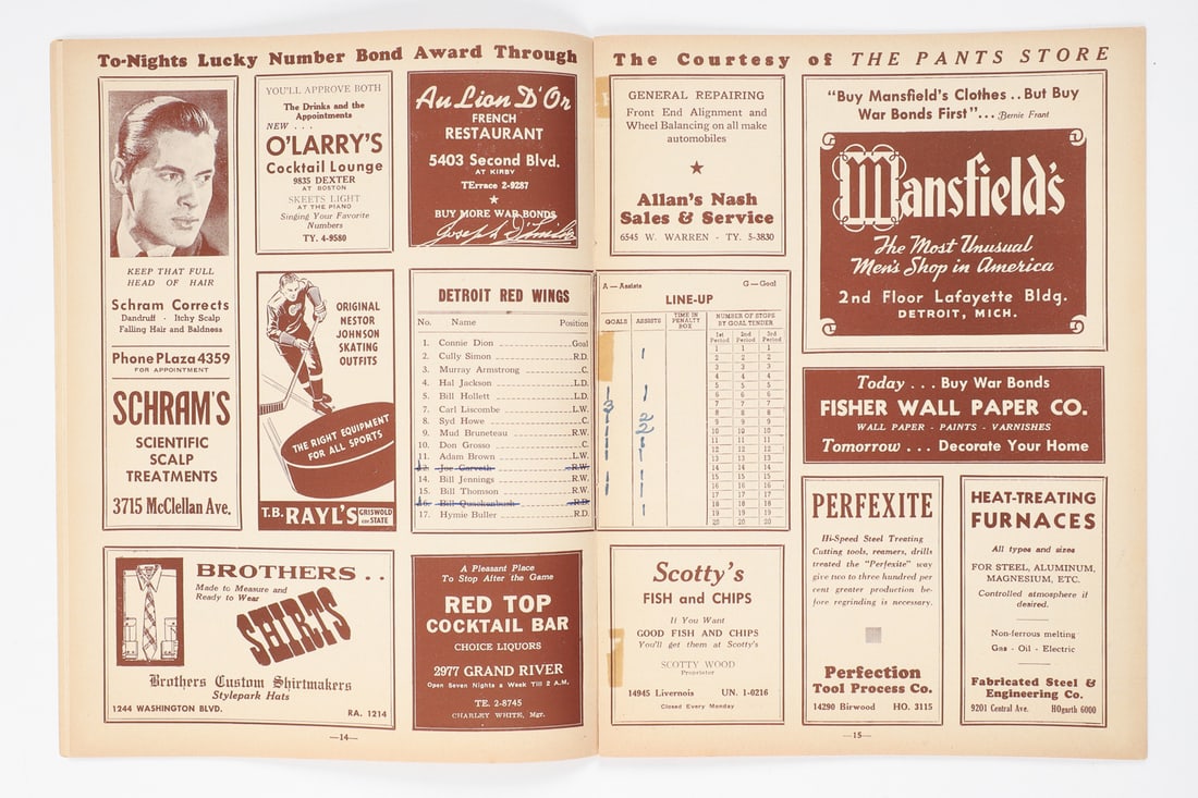 March 16, 1944 Olympia Detroit Red Wings Team Signed Program (3 Hat-tricks) - 10