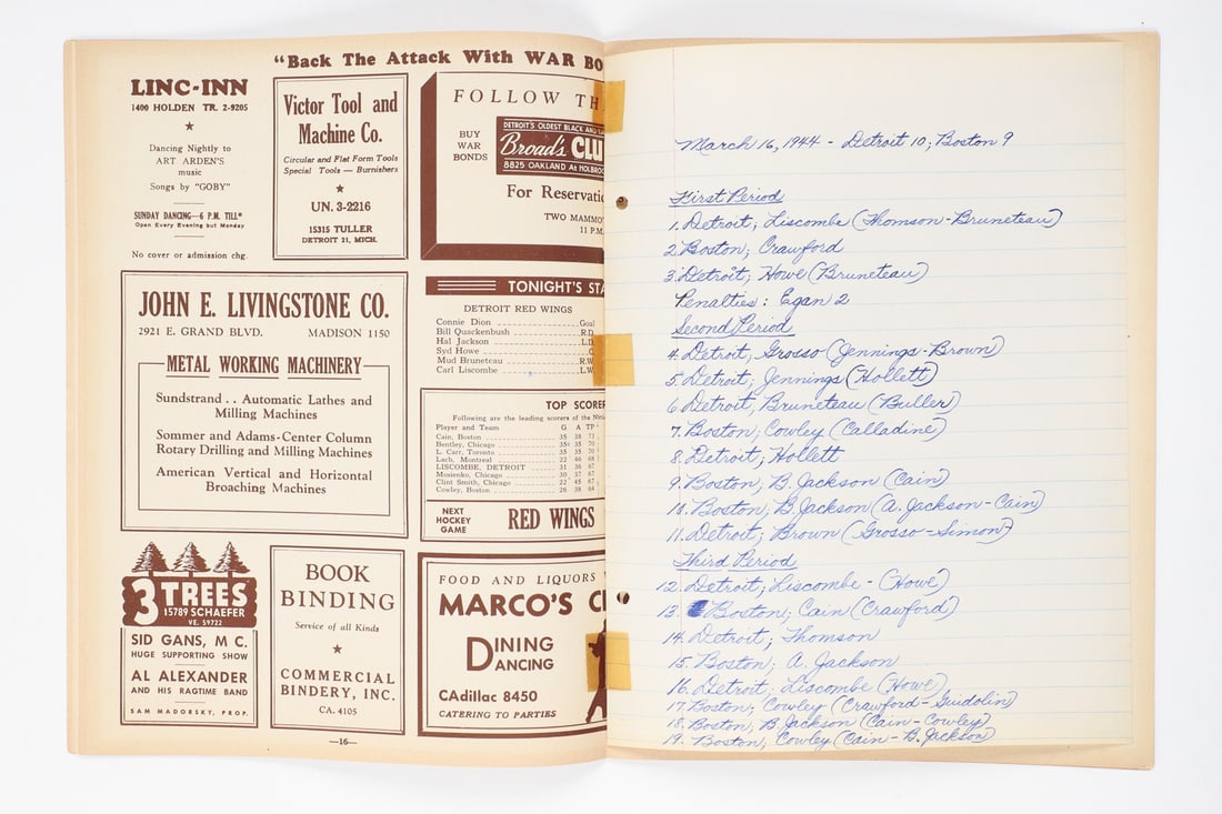 March 16, 1944 Olympia Detroit Red Wings Team Signed Program (3 Hat-tricks) - 5